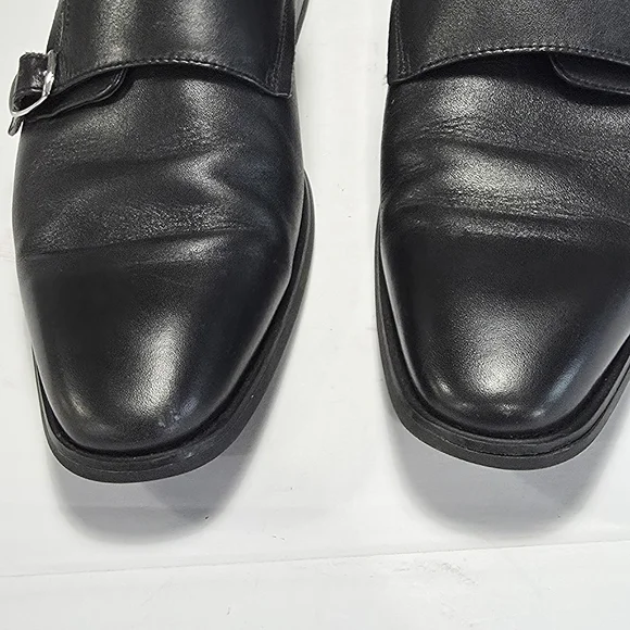 La Milano Men's Black Leather Monk Strap Shoes